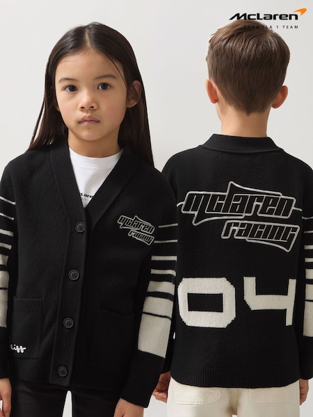 Reiss Black Boom 3-9 yrs Unisex Fit McLaren F1 Team Varsity Wool-Cashmere Cardigan (AY8086) | €90