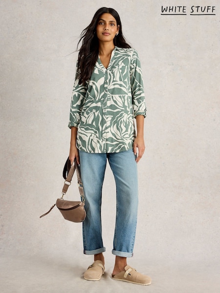 White Stuff Green Annie Longline 100% Cotton Shirt (AY8185) | €69