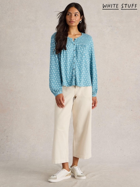 White Stuff Blue Daniella Shirred Top (AY8187) | €34