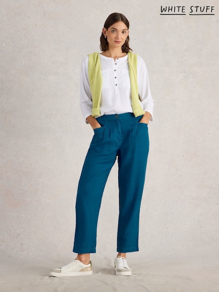 White Stuff Blue Rowena 100% Linen Trousers (AY8198) | kr1 025