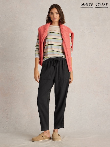 White Stuff Black Elle Linen Blend 100% Cotton Trousers (AY8206) | €100