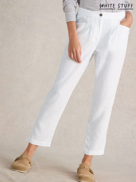 White Stuff White Rowena 100% Linen Trousers (AY8207) | ₪373