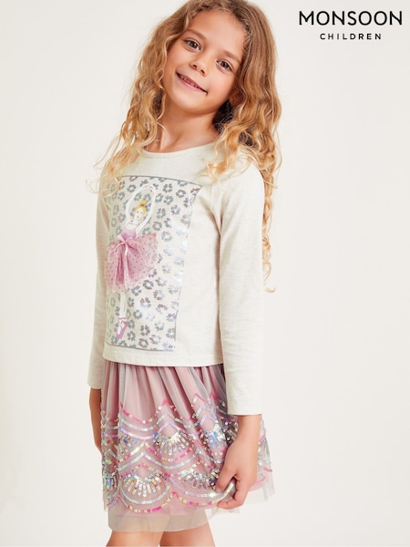 Monsoon Pink Ballerinas Top and Sequin Skirt Set (AY8233) | AED270 - AED305