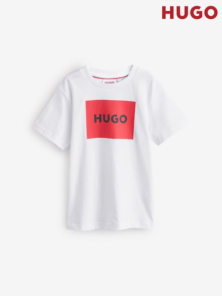 HUGO White Logo Short Sleeve T-Shirt (AY8263) | LEI 261 - LEI 335