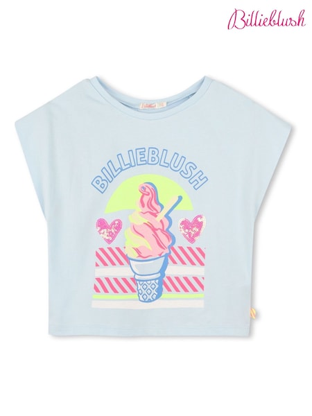 Billieblush Blue Logo Ice Cream Graphic Short Sleeve T-Shirt (AY8289) | ‏169 د.إ.‏