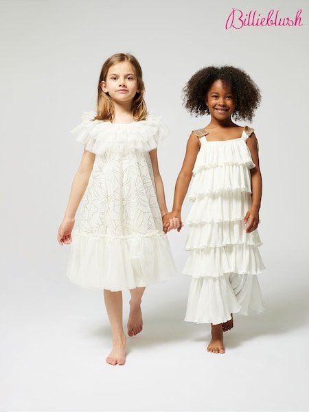 Billieblush Cream Square Neck Ruffle Floral Mini Occasion Party Dress (AY8294) | 894 LEI