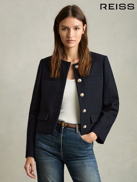 Marin - Reiss Nola Cropped Wool Single Breasted Jacket (AY8328) | kr4 800