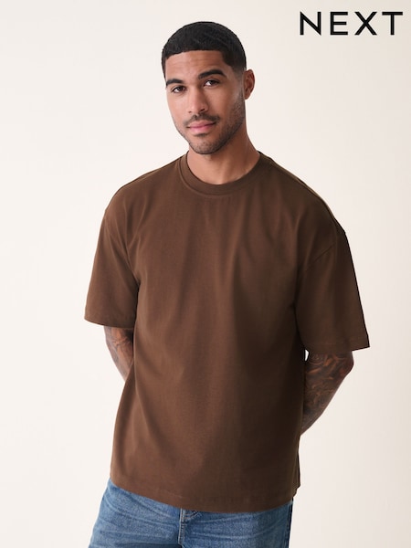 Brown Relaxed Fit Heavyweight T-Shirt (AY8373) | AED70