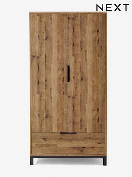 Dark Natural Bronx Oak Effect Double, 1 Drawer Wardrobe (AY8381) | €668