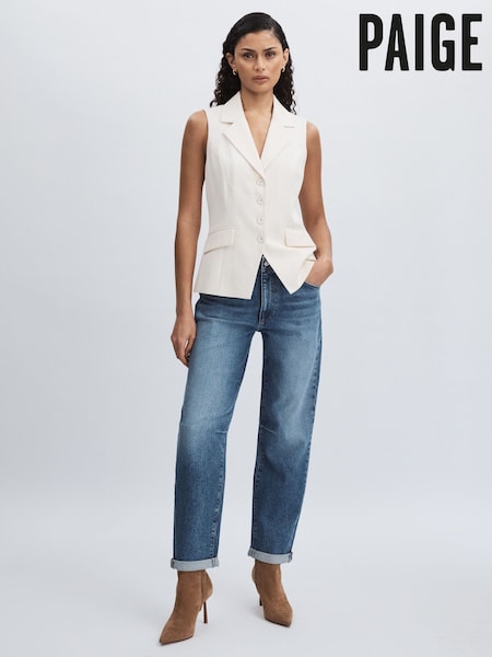 Paige Barrel Leg Turn-Up Rolled Cuff Jeans (AY8420) | €384