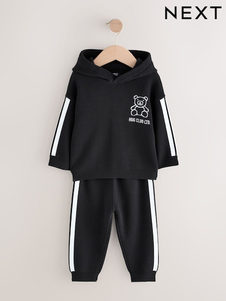 Black/White Bear Knitted Hoodie and Joggers Set (3mths-7yrs) (AY8432) | 129 QAR - 148 QAR