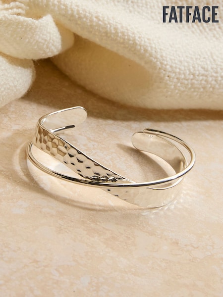FatFace Silver Coloured Hammered Twist Detail Bangle (AY8448) | €21