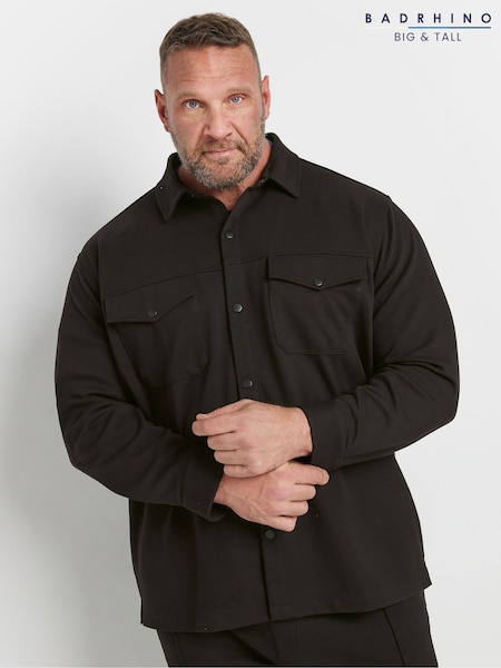 BadRhino Big & Tall Black Textured Jersey Shacket (AY8509) | R$ 445