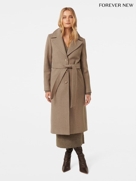 Forever New Nude Rowan Single Breasted Wrap Coat (AY8554) | €172