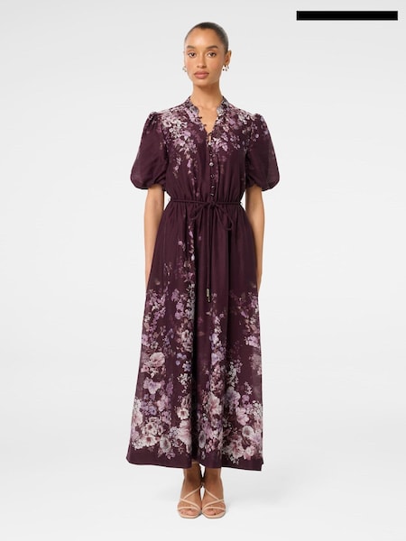 Forever New Petite Adele Printed Midi Dress with a Touch of Linen Dress (AY8559) | €63