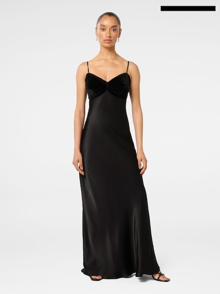 Forever New Black Carmen Petite Velvet Satin Dress (AY8578) | €64