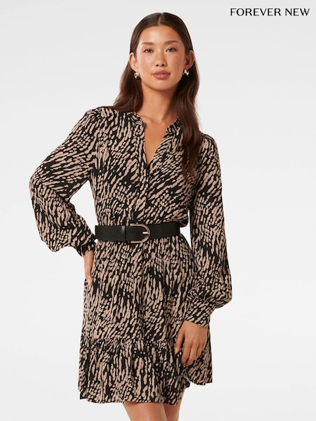 Forever New Black Hollie Blouson Sleeves Mini Dress (AY8579) | €87
