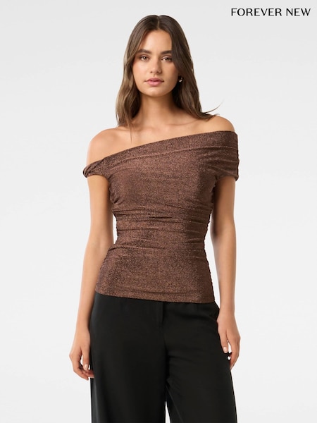 Forever New Brown Mia Twist Shoulder Top (AY8583) | €53