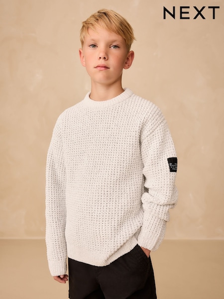 Light Grey Utility Knitted Crew Neck Jumper (3-16yrs) (AY8622) | 79 QAR - 104 QAR