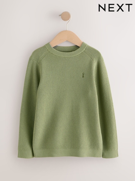 Green With Stag 100% Cotton Crew Neck Knitted Jumper (3-16yrs) (AY8624) | AED66 - AED91