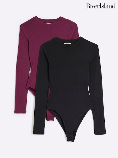 River Island Burgundy Crew Neck 100% Cotton Bodies 2 Pack (AY8634) | 51 €