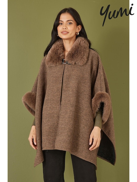 Yumi Ponchos With Luxe Faux Fur Trim And Lining (AY8701) | €105