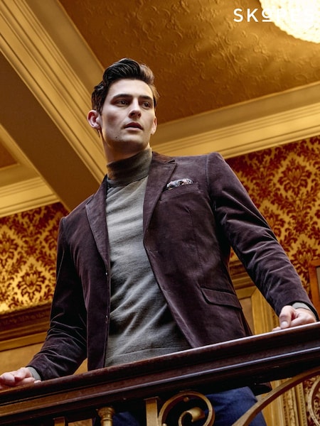 Skopes Brown Tailored Fit Corduroy Taylor Jacket (AY8708) | €171