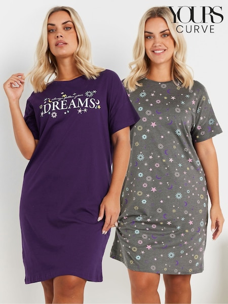 Yours Curve Follow Your Dreams Sleep T-Shirts 2 Pack (AY8716) | 41 €