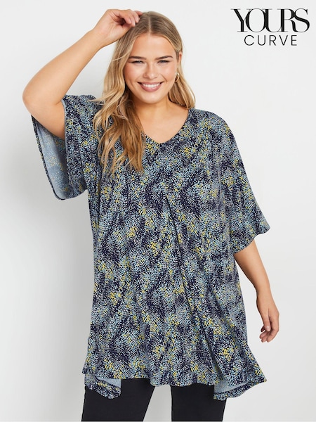 Yours Curve Abstract Pleated Front Swing Top (AY8728) | €41