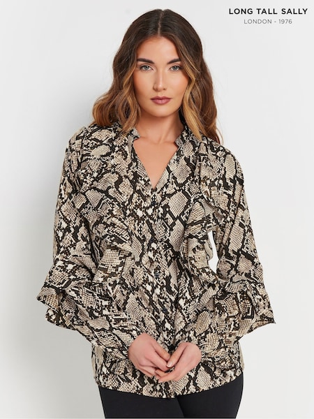 Long Tall Sally Natural Frilled Shirt (AY8738) | ₪181