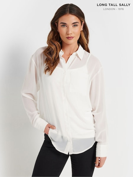 Long Tall Sally Natural Georgette Sheer Shirt (AY8739) | 1,802 UAH