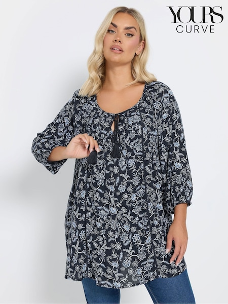 Yours Curve Tie Front Tiered Top (AY8749) | ‏156‏₪