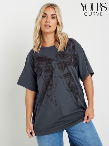 Yours Curve Relaxed Drop Shoulder Lace Bow 100% Cotton Top (AY8772) | 28 €