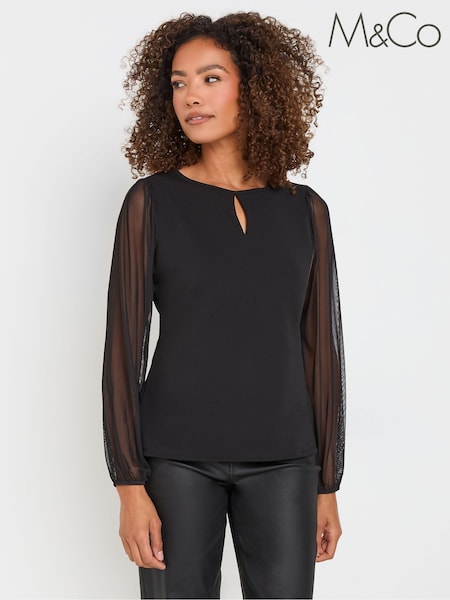 M&Co Keyhole Detail Scuba Mesh Top (AY8776) | €40