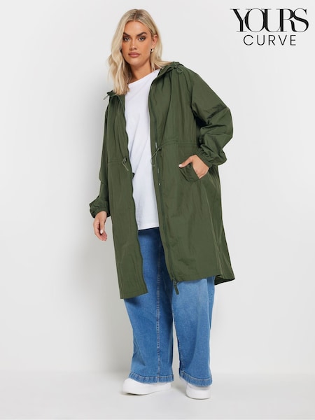 Yours Curve Green Lightweight Longline Parka Jacket (AY8801) | ₪196