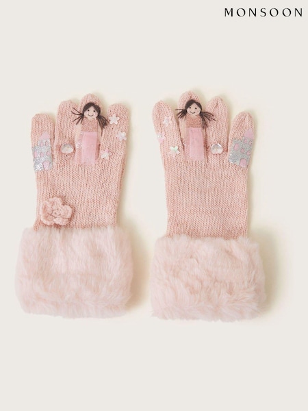 Monsoon Pink Crochet Flower Princess Gloves (AY8824) | AED53