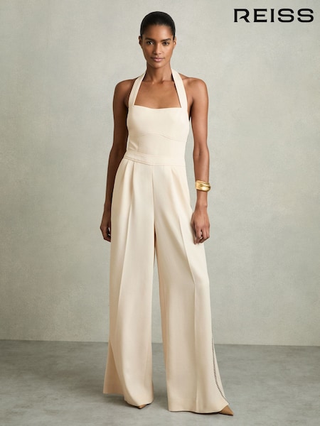 Reiss Viola Embroidery Halterneck Wide Leg Jumpsuit (AY8839) | 385 €