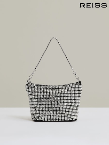 Reiss Silver Leah Crystal Bracelet Pouch Bag (AY8853) | €129