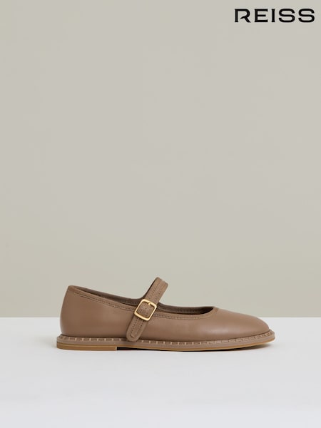 بني فاتح - Reiss Nicole Leather Mary-Jane Shoes (AY8866) | ‏1٬224 ر.س.‏