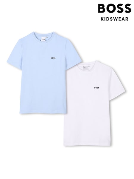 BOSS Blue Chest Logo Short Sleeve T-Shirts 2 Pack (AY8886) | AED227