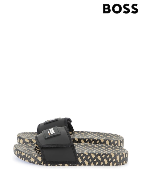 BOSS Black All Over Print Logo Sliders With Touch Fastening (AY8891) | €90