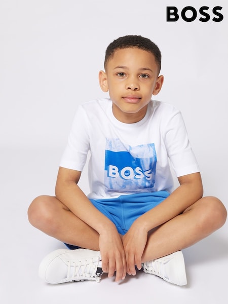 BOSS White Graphic Logo Short Sleeve T-Shirt (AY8894) | €72