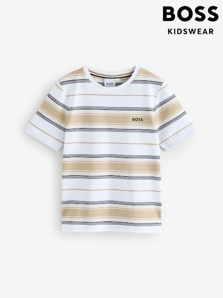 BOSS Natural Striped Short Sleeve Logo T-Shirt (AY8896) | €86