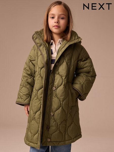 كاكي/أخضر - Shower Resistant Hooded Padded Coat (3-16yrs) (AY8925) | ‏183 د.إ.‏ - ‏ 234‏ د.إ.