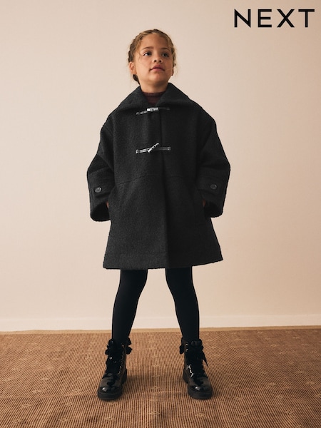 Schwarz - Relaxed Fit Duffle Coat With Wool (3-16yrs) (AY8930) | 45 € - 60 €