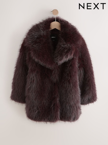 Chocolate Brown Faux Fur Coat (3-16yrs) (AY8952) | €50 - €63
