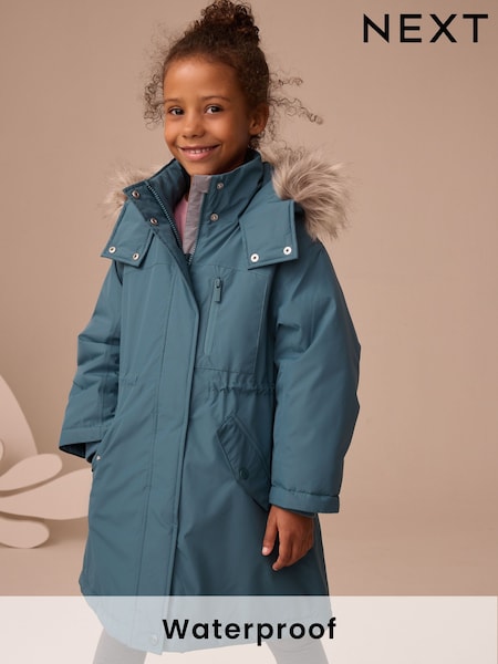 Teal Blue Waterproof Padded Coat (3-16yrs) (AY8958) | 188 QAR - 238 QAR