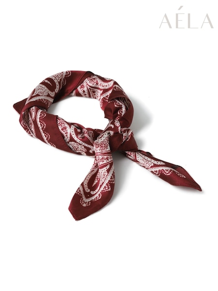 Aela Burgundy Paisley Print Tie Me Up Scarf (AY8967) | €19