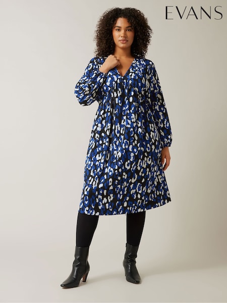 Evans Spot Print Jersey Crepe Black Dress (AY9036) | €60