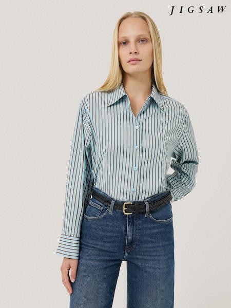 Jigsaw Blue Cotton Stripe Shirt (AY9090) | AED670